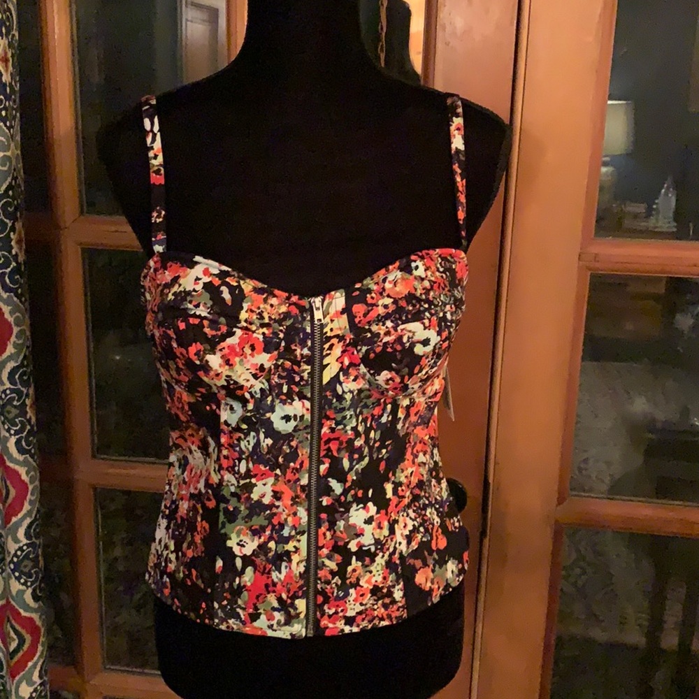 NWT Allen B. Floral Cotton Camisole Bustier.